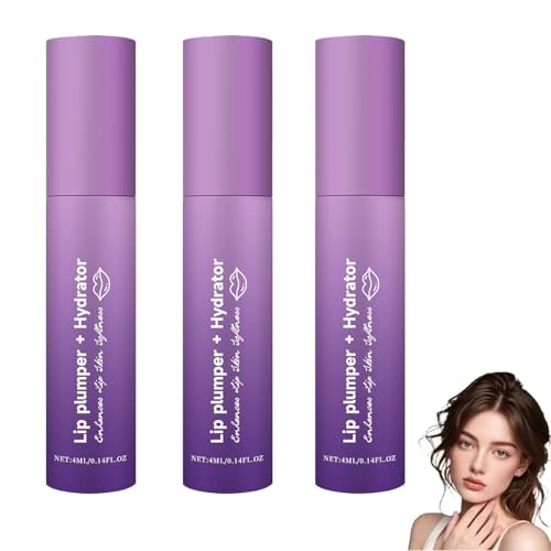 Lip Plumper + Hydrator Bálsamo labial, brillo voluminizador instantáneo con ácido hialurónico e ingredientes antienvejecimiento, crema de labios llena de plumas, plumeta de labios con tintado mejor