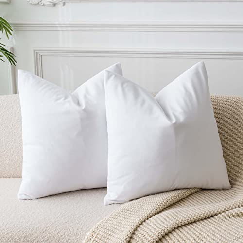 Image of JUSPURBET 22x22 Decorative Velvet Throw Pillow Covers Cases Set of 2,White | Modern Soft Cushion Covers with Hidden Zipper for Couch Sofa Bed Living Room Bedroom Home Decor