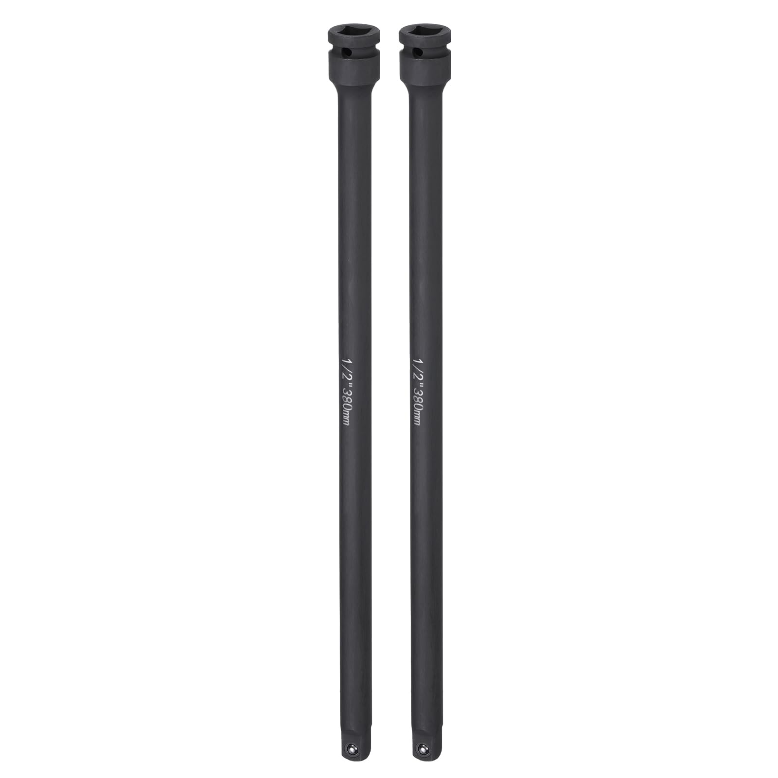 sourcing map 2pcs Impact Socket Extension Bar 1/2" Square Drive 15" Long CR-V Steel Extension Rod Ratchet Wrench Driver Adapter for Axle Nut Sockets, Black