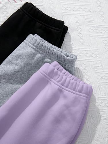 Verdusa Girl's 3 Pack Elastic High Waist Joggers Solid Casual Sweatpants3