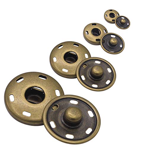55 Sets Sew-On Snap Buttons Metal Snap Fastener Durable Press Studs Buttons For Sewing Clothing, 4 Sizes #TOP14