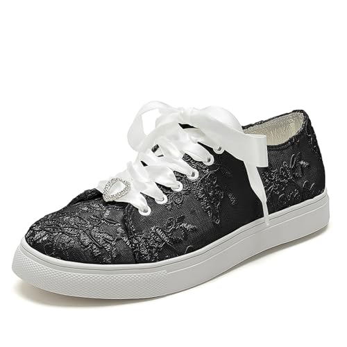 A580-01LS Wedding Shoes Lace Bridal Sneakers Comfortable Bridal Tennis Shoes Bride Flats