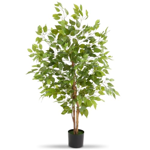 tectake® Ficus künstliche Zimmerpflanzen, Kunstblumen wie echt, künstliche Pflanzen, Deko Wohnzimmer, Küche, Badezimmer Deko, Schlafzimmer Deko, Frühlingsdeko, Fake Plant - 120 cm