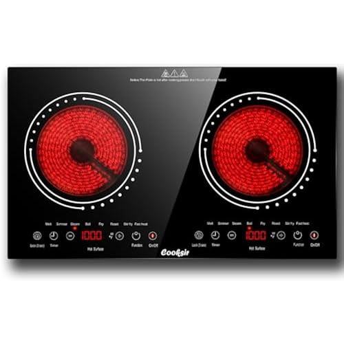 2 Burner Electric Cooktop Total Shard Power 2000W 110v