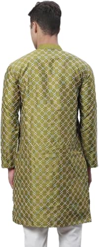 Men's Silk Blend Kurta with Multi Color embroidery3