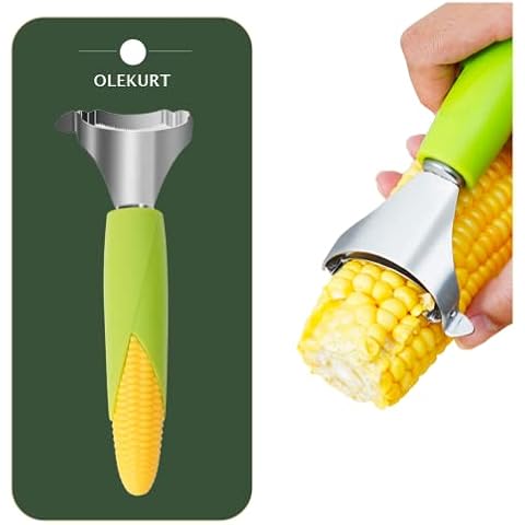 OLEKURT Corn Shaped Corn Stripper, Corn Peeler for Corn on the Cob Remover Tool, Corn Thresher with Good Grips (Green-yellow)… Cover