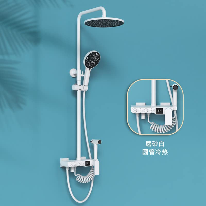 Ensemble de douche de salle de bain à température constante quatre vitesses blanc mat