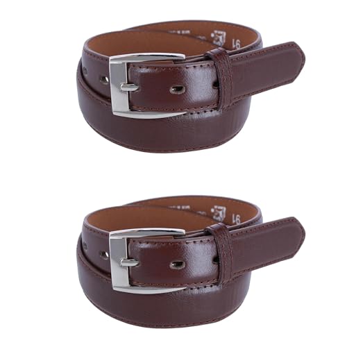 CTM Kids Smooth Leather Dress Belt (Pack of 2), Xlarge, Brown
