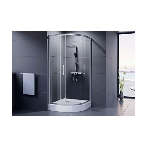DUSAR Duschkabine Economy MIT Duschtasse 90x90 x 185 cm / 200 cm Gesamthöhe Runddusche Komplett Viertelkreisdusche Radius 550 mm Halbkreisdusche Dusche rund mit ESG 90 bzw. 900 mm breit mit Duschwanne