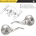 Probrico Wave Style Privacy Bed Bath Door Levers in Satin Nickel Finish, Interior Keyless Door Handles Locksets, 5 Pack