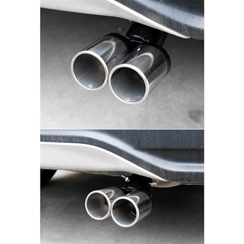 Tubo de escape modificado con doble salida redonda cromada en acero inoxidable resistente 2
