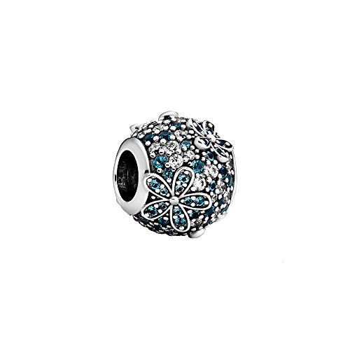 PANDORA Teal Pave Daisy Flower, Teal Crystals