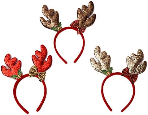 Rentier Geweih Stirnband 3-teilig - Niedliches Cosplay Kopfband Mit Glocken Für Halloween & Weihnachten