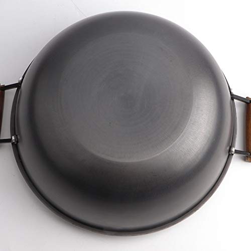 Wok de hierro fundido sin recubrimiento con tapa de madera miniatura 4