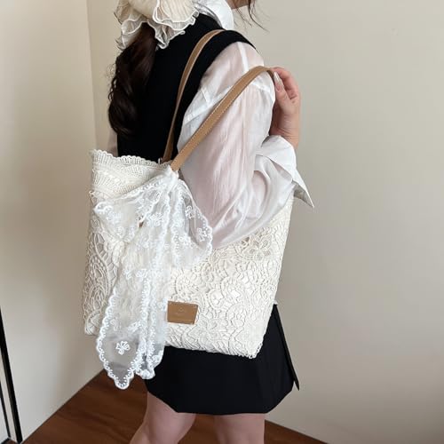 Aesthetic Elegant Lace Purse Vintage Boho Shoulder Bag for Women Handbag For Daily Commute With Lace Ribbon2