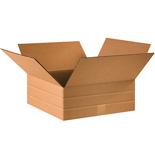 Image of Partners Brand PMD16166 Multi-Depth Corrugated Boxes, 16 inchL x 16 inchW x 6 inchH, Kraft (Pack of 25)