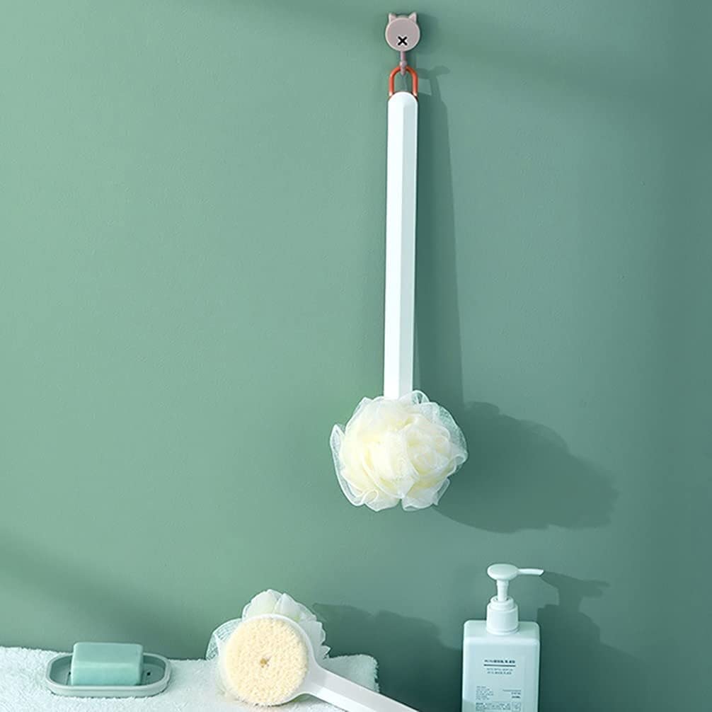 en 1 Brosse de Bain à Long Manche Épurateur pour Le Dos Éponge en Maille de Bain Brosse pour Le Corps de Douche avec Poils et Boule de Bain pour Massage exfoliant pour la Peau Brosses pour