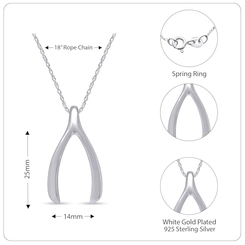 AFFY Wishbone Pendant Necklace for Women, 14K Gold Over 925 Sterling Silver, Inspirational Lucky Charm Jewelry Gift for Women with 18" Chain2