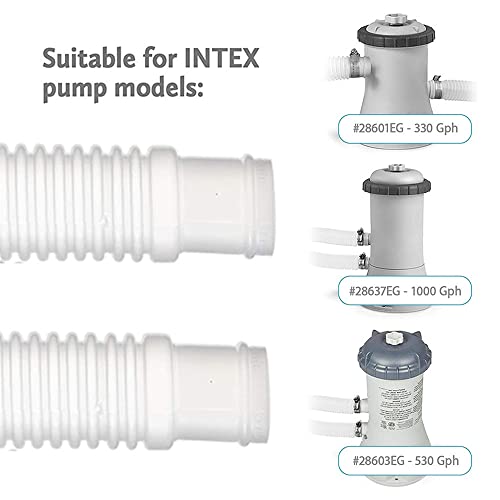 Extra Thick Pool Replacement Hose, 0.22" Thick 1.25 X 39" Replacement Hose, Compatible With 330Gph, 530Gph And 1000Gph Filter Pumps, Includes 4 Hose Clamps. (White) #TOP4