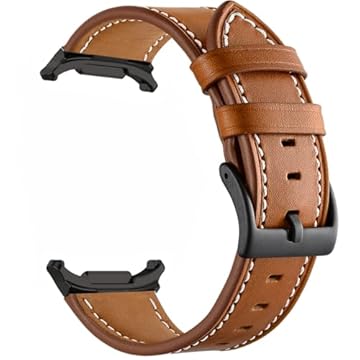 Pulseira de couro executiva para Samsung Galaxy Watch 8 Classic de 46 mm, marrom claro