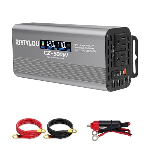 Amazon.co.jp: 純正弦波インバーター 500W (瞬間1000W対応) 50Hz/60Hz