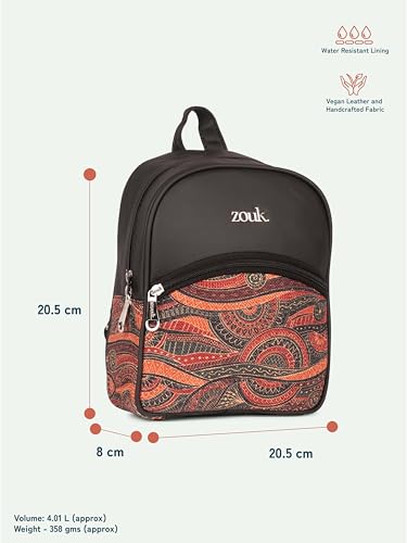 Image of ZOUK Dalila Mini Daypack | Stylish Small Backpack for Women | Compact | Bag for Girls | Daily College Use | Travel Day Pack | Vegan Leather | Handcrafted | Water-Resistant