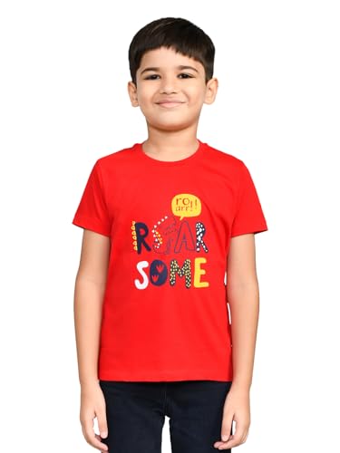 Image of Lux Cozi Printed Round Neck Half Sleeve Cotton T-Shirt for Boys | Prints May Vary |