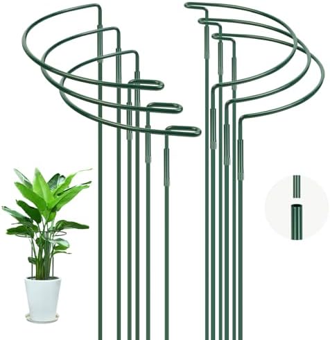 OFFCUP Pflanzenstützen 6 Stück Ringkäfig 20 * 35CM Metall | Strauchstützen Blumenstütze Halbrund Staudenhalter für Gemüse Tomaten Pfingstrosen Rosen Hortensien Topfpflanzen