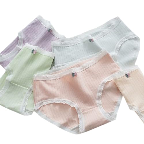 Women's Cotton Ribbed Bikini Panties | Soft Breathable Stretch Briefs | Mid Rise Lace Trim Underwear | Full Coverage Everyday Innerwear | Seam Comfort Panty for Women-image-29