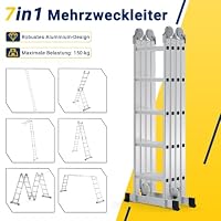 Ikodm Aluminium Mehrzweckleiter 4x5 Stufen 578cm 7 in 1, 150 kg – Ansicht 2