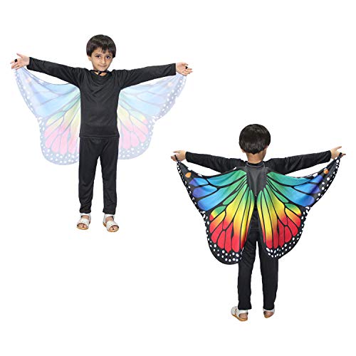 Image of Kaku Fancy Dresses Dance Butterfly Wings, Dragon Wings, Fabric Wings for Kids | Soft Fabric Wings Dancing Costume For Unisex - Multicolor, Fress Size
