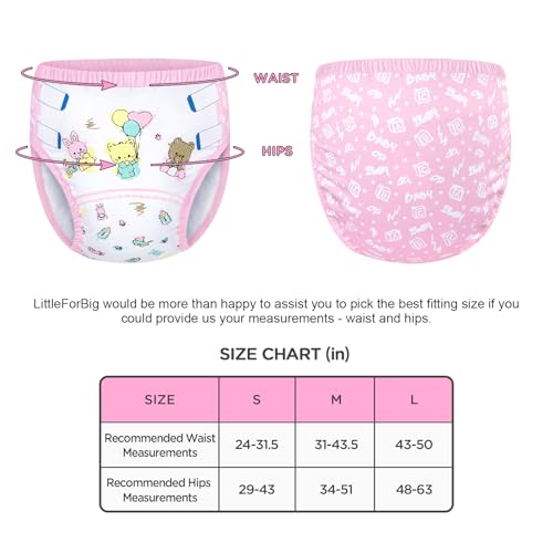Image of LittleForBig Soft Silky Underwear Comfortable Washable Reusable Waterproof Adult Training Pants - Baby Cuties S