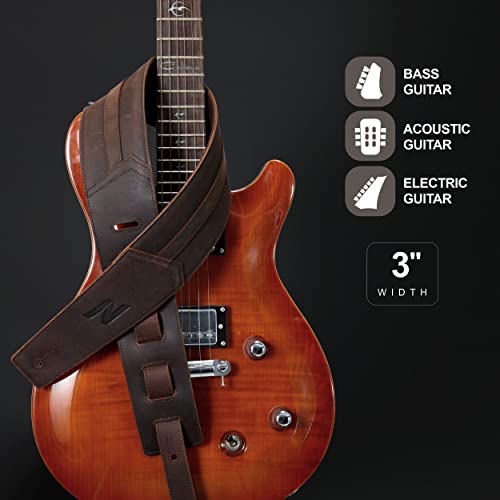 Nefelibata Sangle de guitare en cuir pleine fleur de qualité supérieure avec rembourrage en mousse pour guitares basses, électriques et acoustiques (Marron foncé) - Les Beatles, Paul McCartney, John Lennon, RIngo Starr, George Harrison Nefelibata Sangle de guitare en cuir pleine fleur de qualité supérieure avec rembourrage en mousse pour guitares basses, électriques et acoustiques (Marron foncé) – Image 5