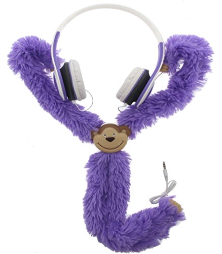 Monkey Buds Over The Ear Headphones for Kids�A�����\��Plush Monkey�A�q���{�����[�������w�b�h�t�H���ATangle Free 6 FT���C�� �p�[�v�� MBHD4601