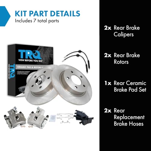 Image of TRQ Rear Brake Pad and Rotor Set Ceramic Calipers Compatible with 2006-2008 Mazda 3