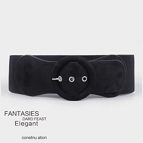 Worry-Free Women's Elastic Wide Plush Pin-buckle Waist Belts for Dress (Black)4