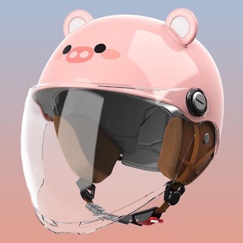 Casco Infantil Moderno, Casco Medio Para Motocicleta Eléctrica 3/4 Con Visera, Diseño Homologado DOT, Estilo Retro Para Calle, Kart, Moto De Cross, Scooter Y Ciclomotor B,48-55cm.