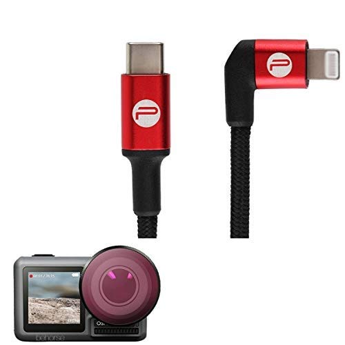 PGYTECH Huaye OSMO Compact Action 4K Waterproof Camera Sports Type-C Cable Protector Lens Hood Cage Compatible with DJI OSMO Action Camera Accessories (PGYTECH Type-C to Lightning Cable)