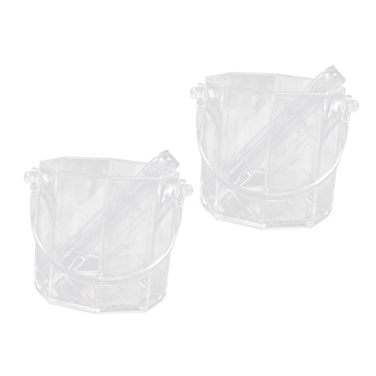Cabilock Crystal Acrylic Ice Buckets 2 Pack Freezer Ice Bin for Beer Catering Supplies