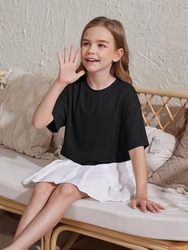 ZDC Girls Athletic Oversized Crop Tops Kids Drop Shoulder Short Sleeve T Shirts Workout Tees 5-14 Years3