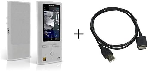 2 in 1 Clear Silicone Skin Case Cover + USB Data Charger Cable for Sony Walkman NW-ZX100 128GB High-Resolution Audio MP3 Player