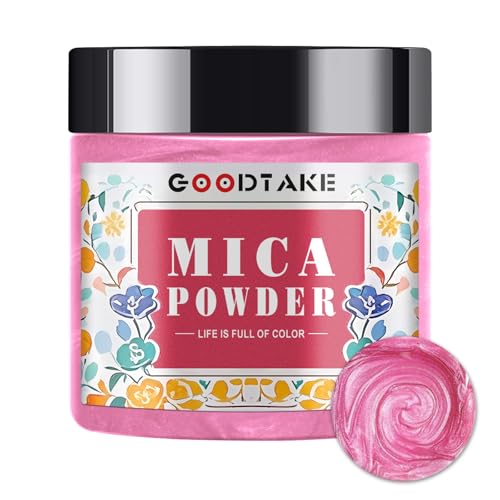GOODTAKE Hot Pink Mica Powder - Pure Natural - Epoxy Resin Color Pigment - Non-Toxic - Mica Powder for Resin, Soap Making, Candle Making, Bath Bomb, Slime Pigment (Hot Pink, 2 oz)