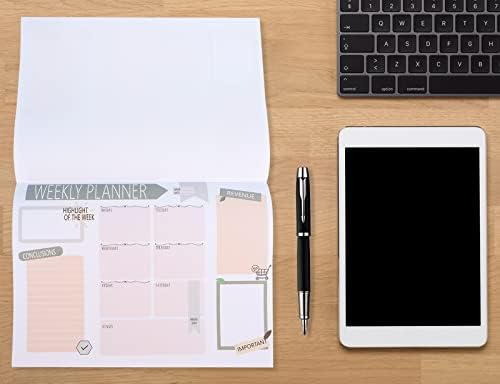 Wzone A4 Desk Planner, Weekly Planner Pad Tear Off 50 Page, Desk Planners Ideal for Recording Tasks, Meetings, Schedules (Brown)