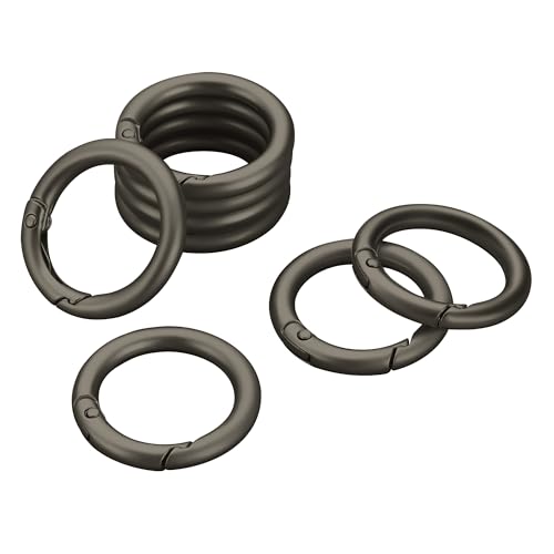 Image of Gkeygo Key Ring Clip, 4 /5 Inch Keychain Rings, 8 Pack Round Carabiner Clip for Keys, Buckle, Bags, Purses - Key Chain Hooks Replacement Keychains Lanyard DIY Crafts - Dark Grey