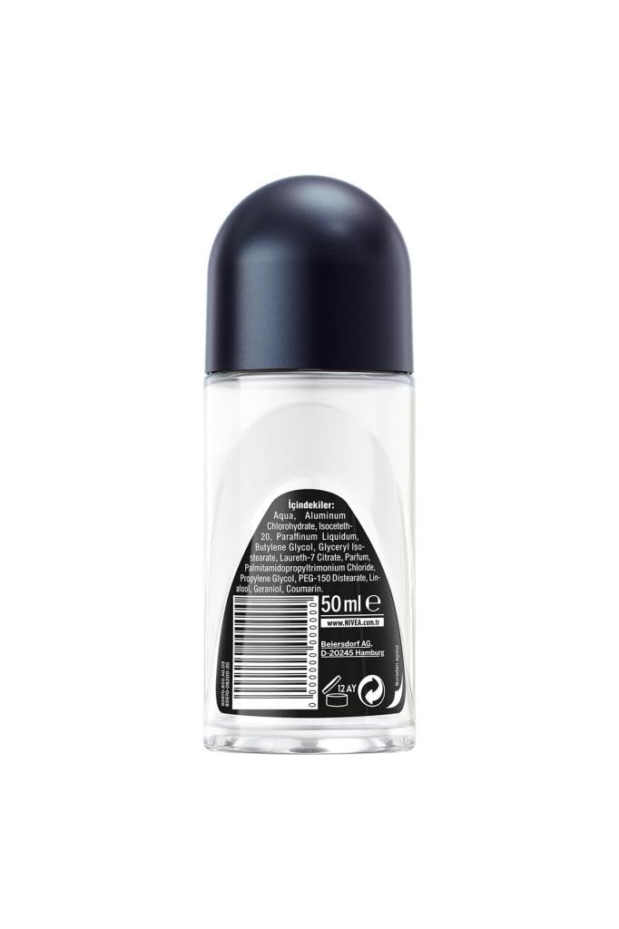 NIVEA MEN Erkek Roll on Deodorant Black&White Invisible Fresh, Ter ve Ter Kokusuna Karşı 48 Saat Anti-perspirant Koruma 50ml x2 Adet