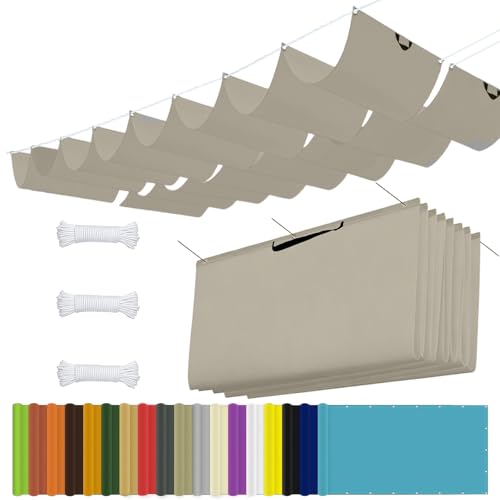 Toile d'ombrage rétractable 2.2x12m kaki imperméable pour pergola