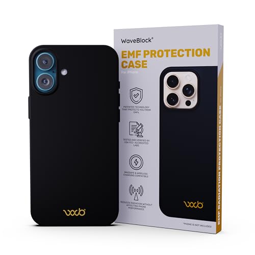 WAVEBLOCK EMF Protection iPhone Case, Radiation Blocker Cell Phone Case, 5G Shield Reduction, Lightweight, USA Patented and Tested in FCC Lab, iPhone 16 Plus Black Matte
