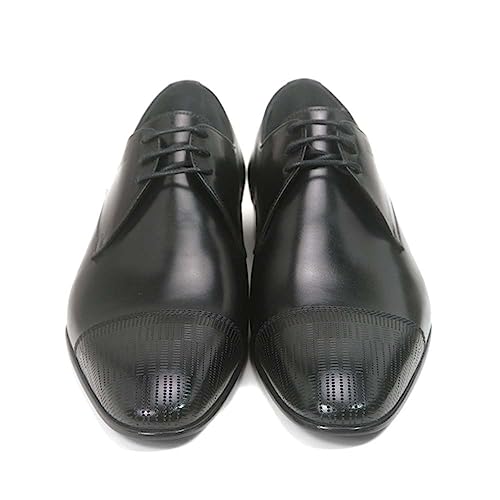 Image of Golden Pass Men's Black Cap Toe Leather Sole Oxfords Dress Shoes