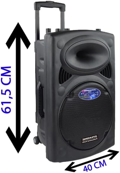 Diagram showing the dimensions of the DYNASONIC Dynapro 12 speaker: 61.5 cm height and 40 cm width