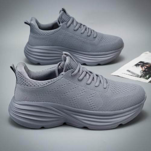 Image of WJA Men's Non Slip Walking Shoes Lightweight Breathable Casual Running Shoes Fashion Sneakers Mesh Workout Sports Shoes